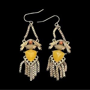 Chandelier Dangle Earrings Light Gold Tones Vintage Style Vibes